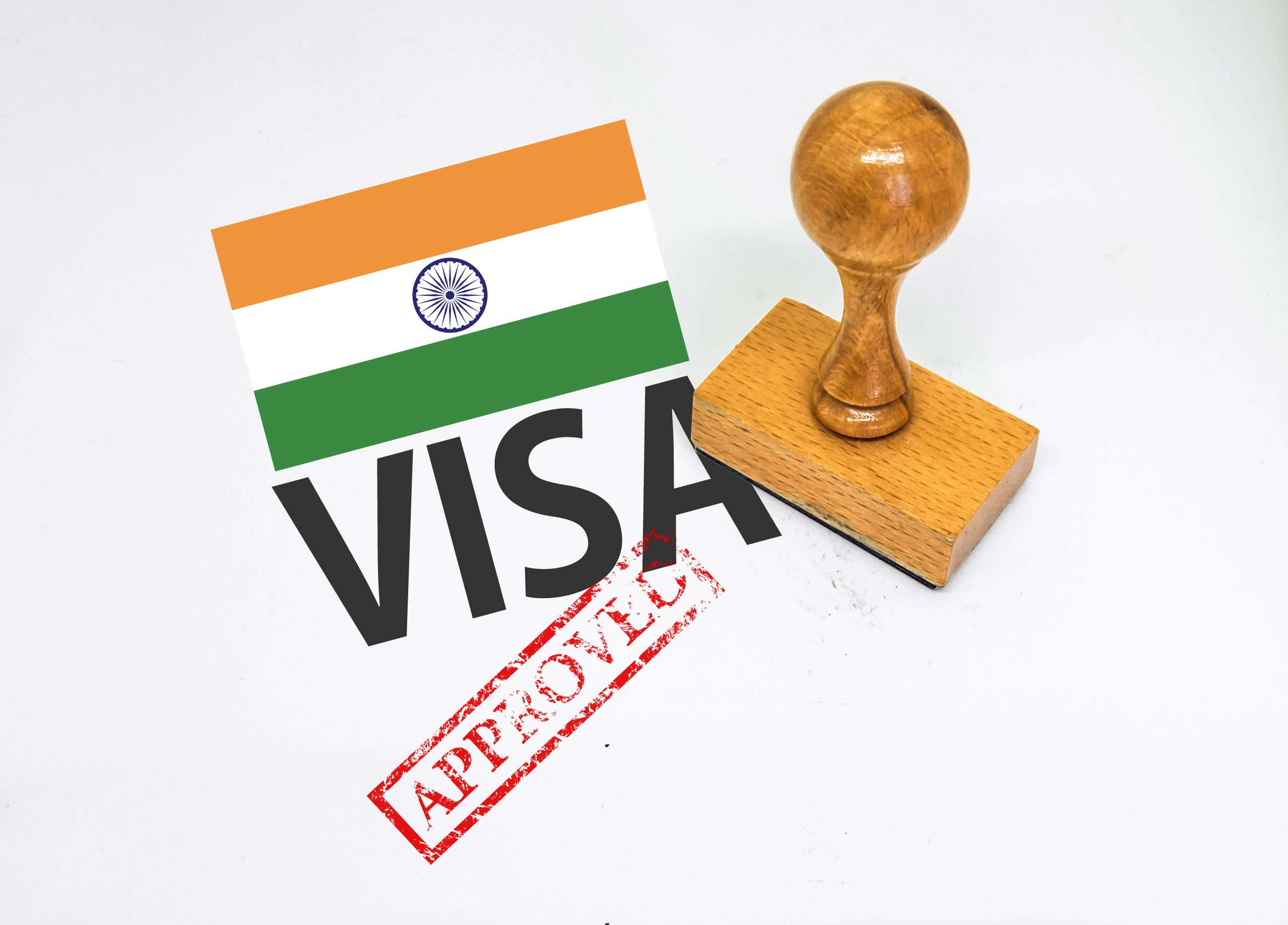 India,Visa,Approved,With,Rubber,Stamp,And,Flag